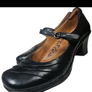 👠 Viral Y2K Mary Jane Heel Earth Spirit Blk Leather Sz 8 Chunky Block[4D]